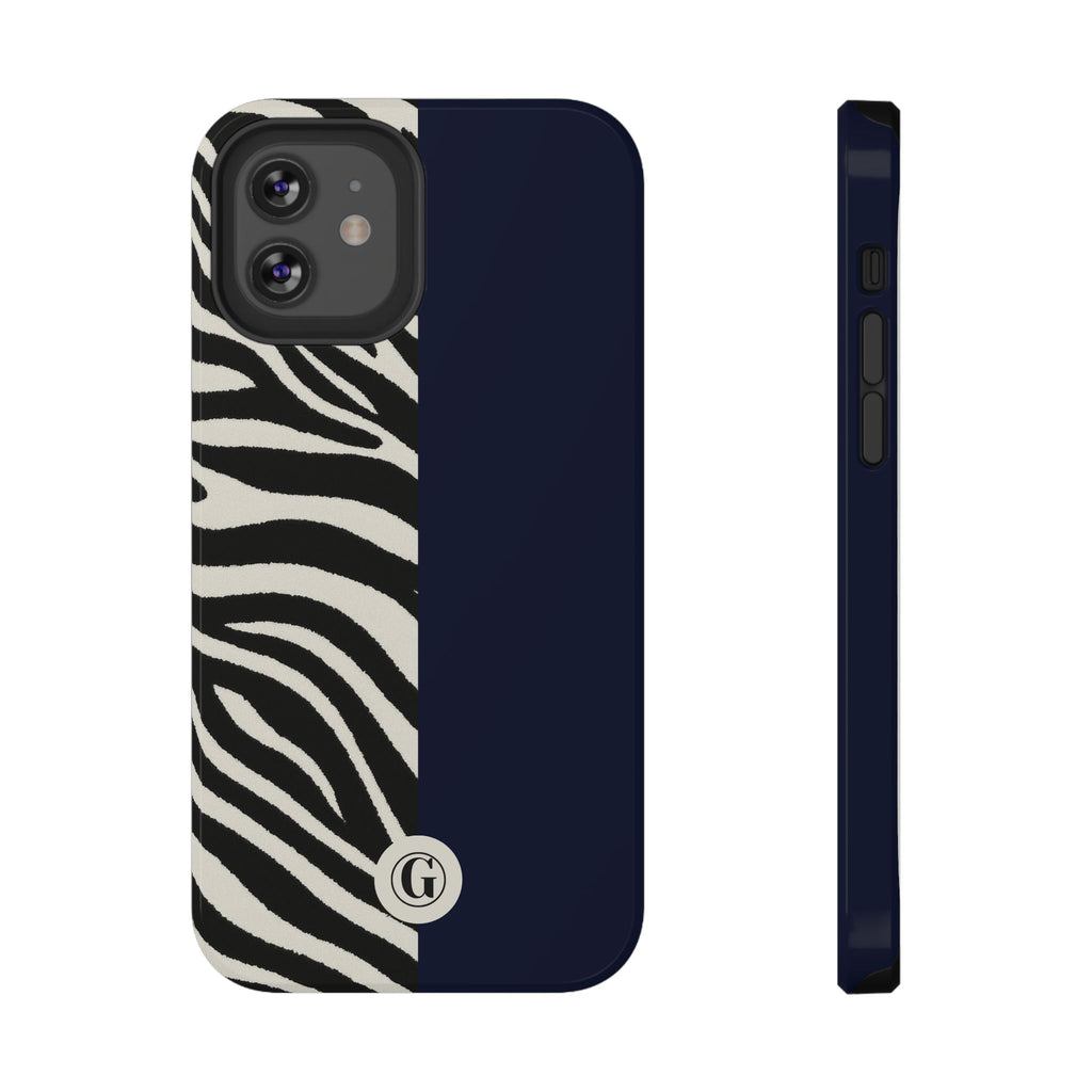 Zebra Print x Navy Blue Phone Case