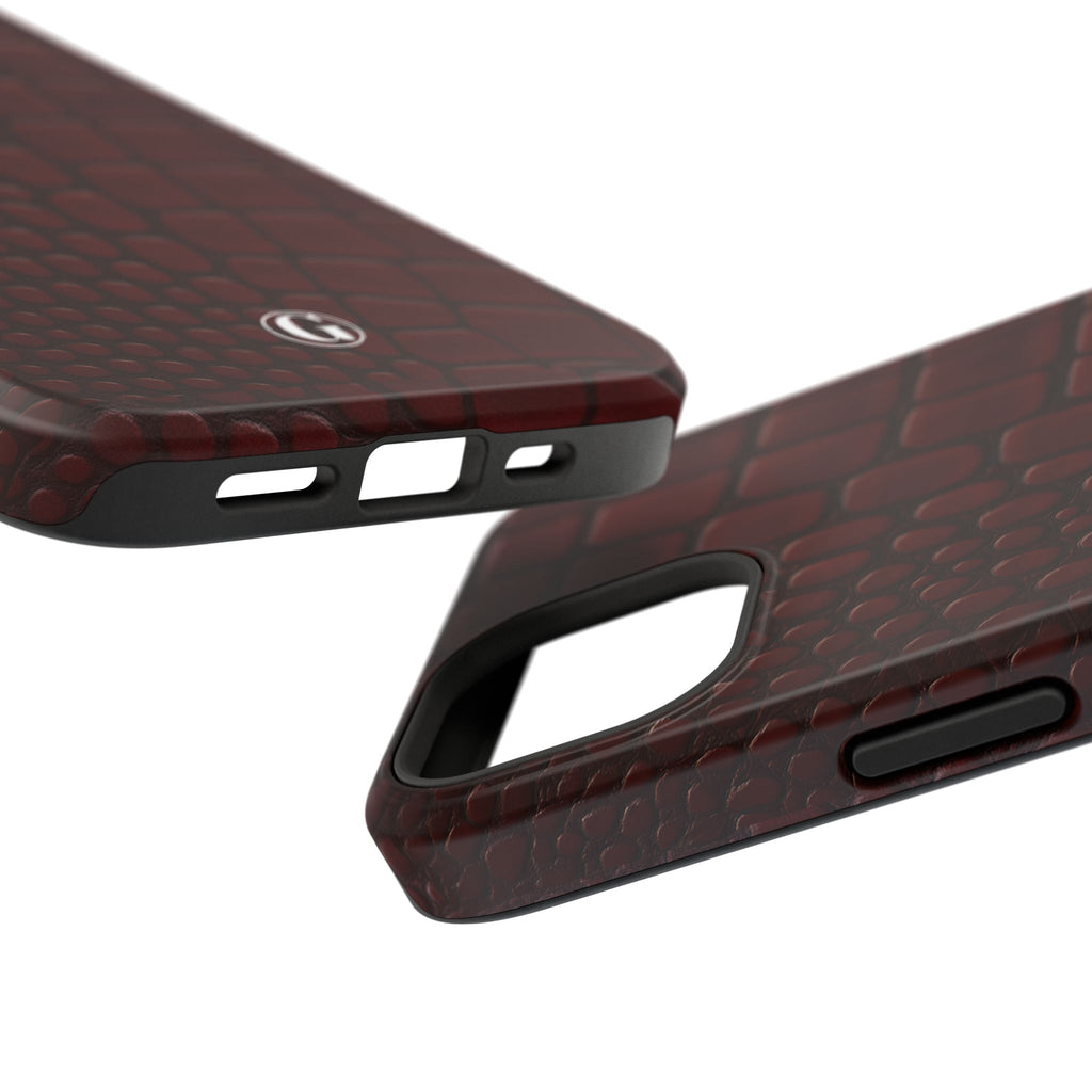 Burgundy Crocodile Print Phone Case