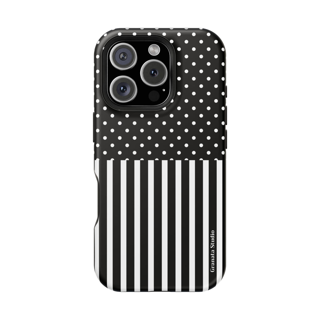 B&W Polka Dots x Stripes Phone Case