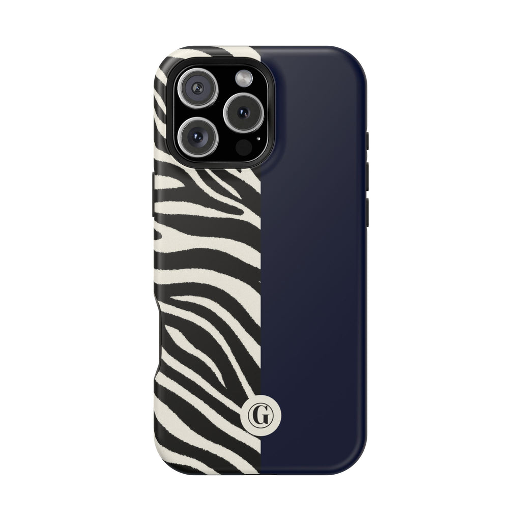 Zebra Print x Navy Blue Phone Case