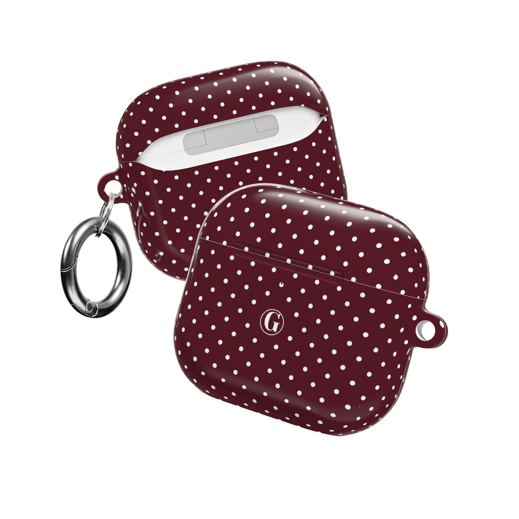 Burgundy Polka Dot AirPod Case