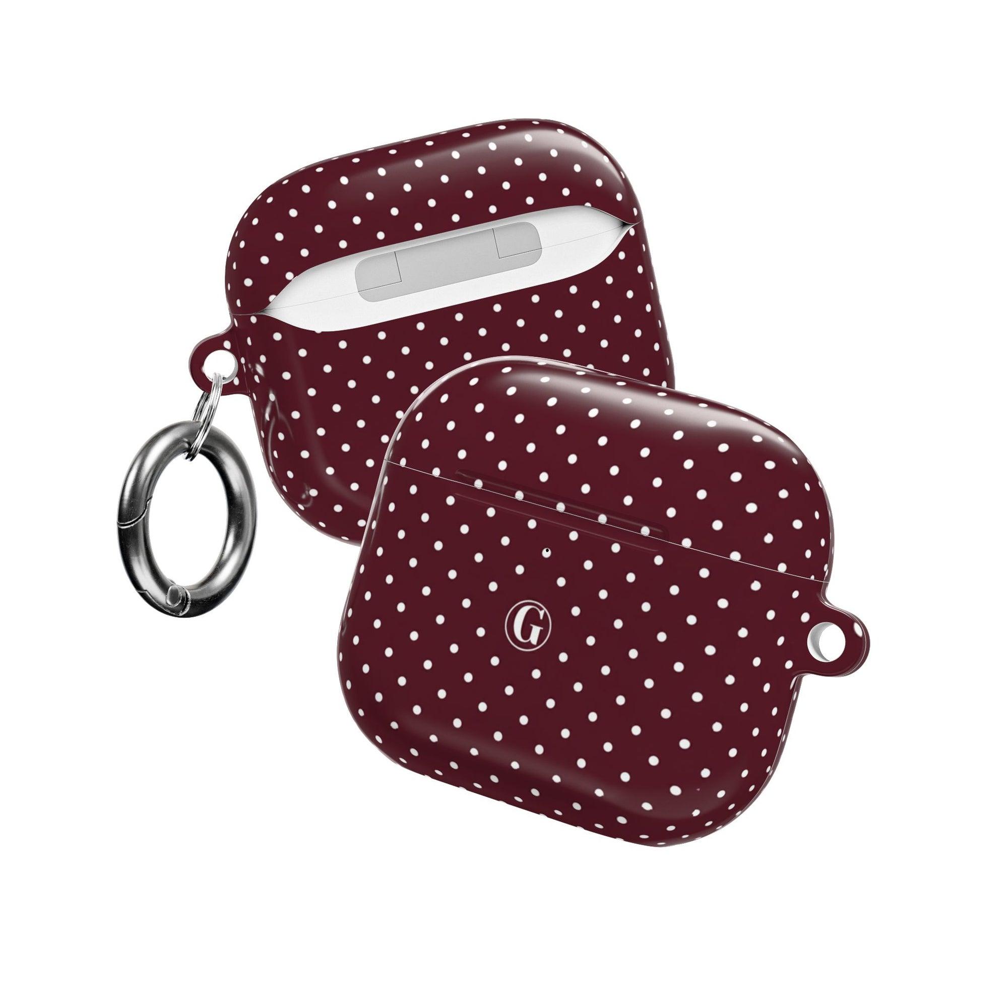 Burgundy Polka Dot AirPod Case