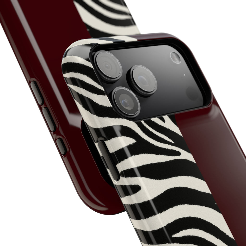 Zebra Print x Burgundy Phone Case