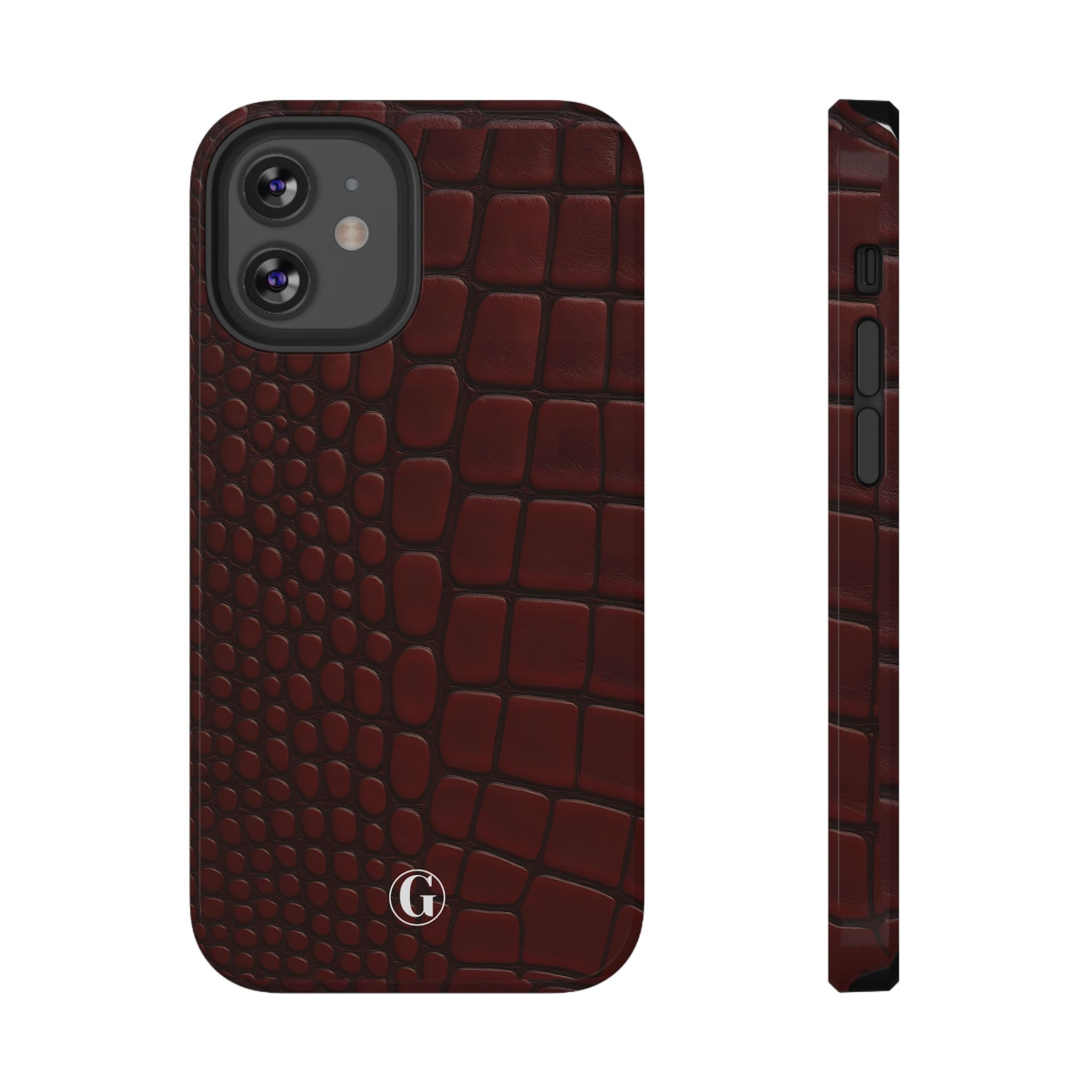 Burgundy Crocodile Print Phone Case