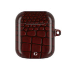 Burgundy Crocodile Print AirPod Case