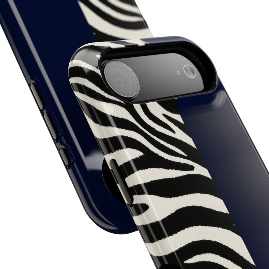 Zebra Print x Navy Blue Phone Case