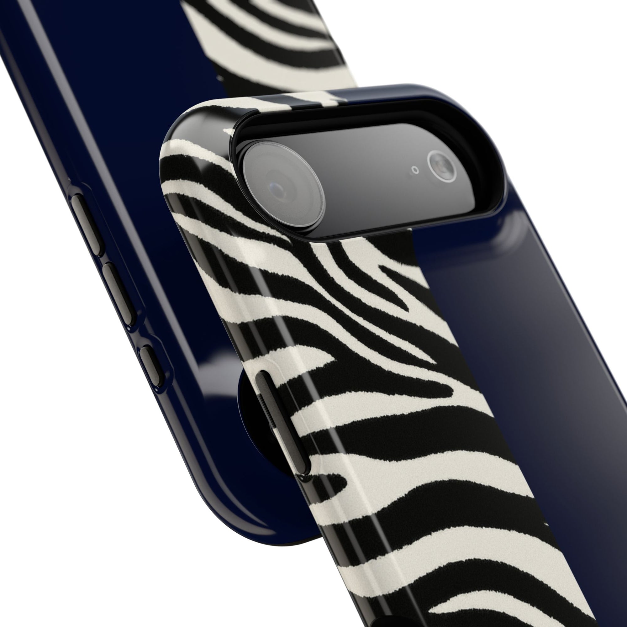 Zebra Print x Navy Blue Phone Case