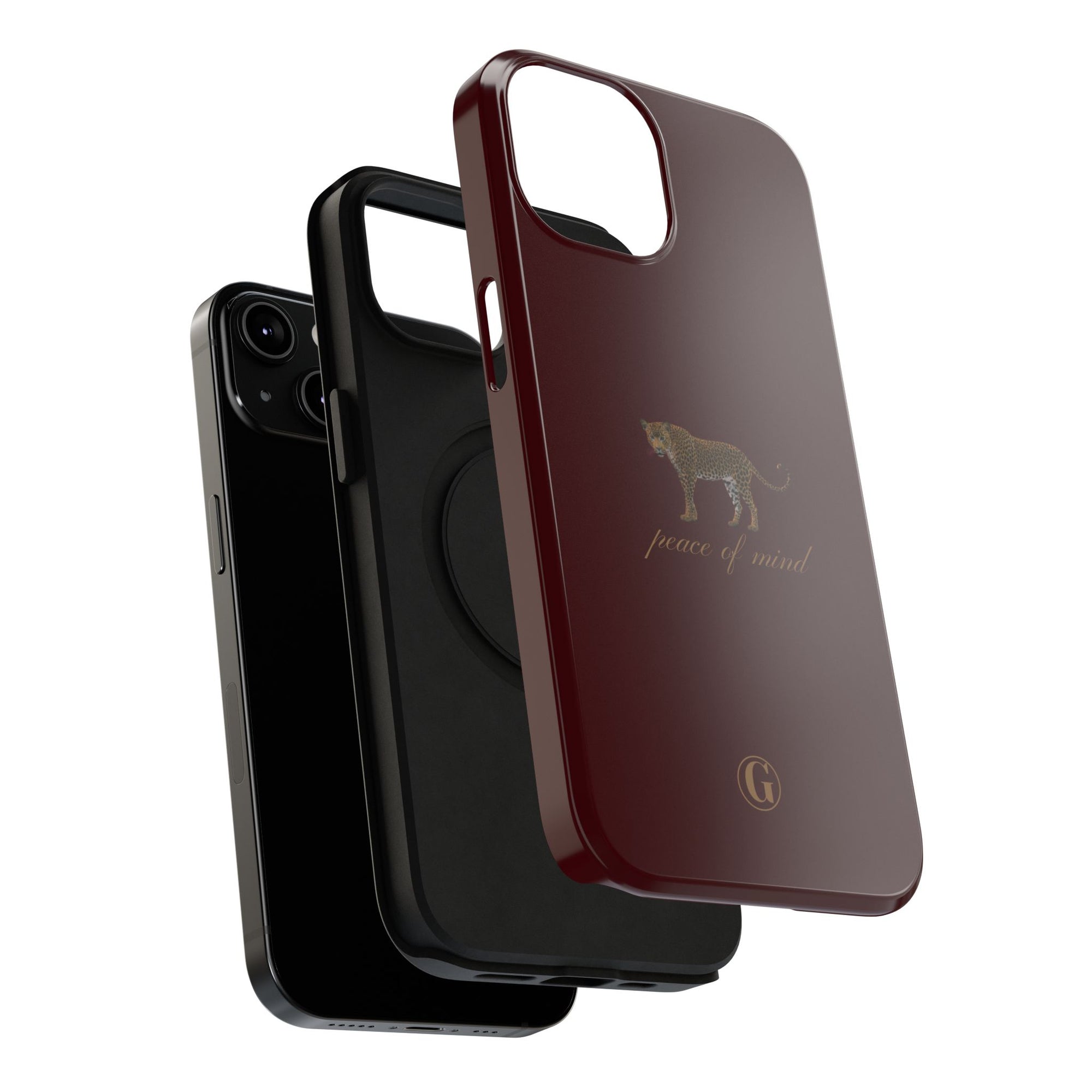 Burgundy 'Peace of Mind' Panther Phone Case