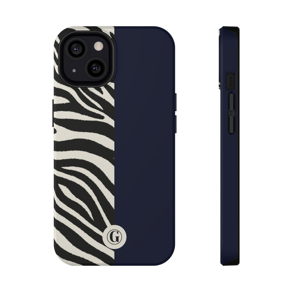 Zebra Print x Navy Blue Phone Case