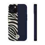 Zebra Print x Navy Blue Phone Case