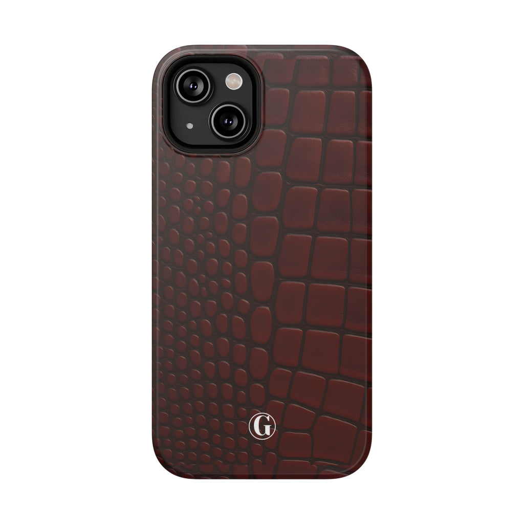 Burgundy Crocodile Print Phone Case