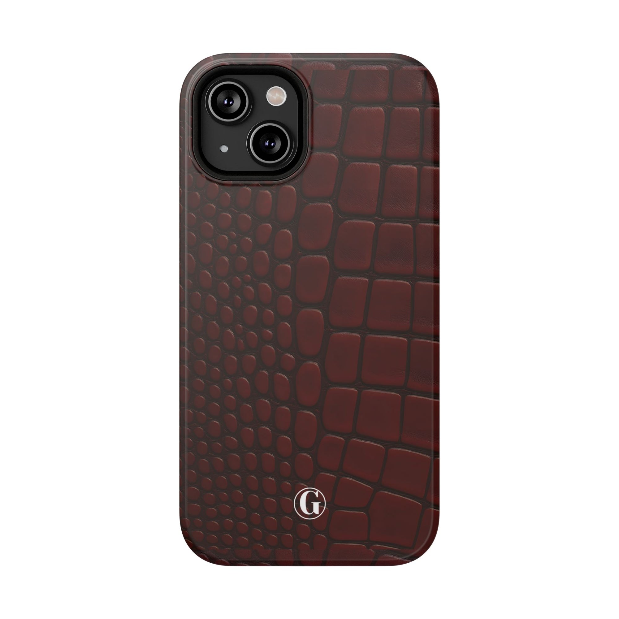 Burgundy Crocodile Print Phone Case
