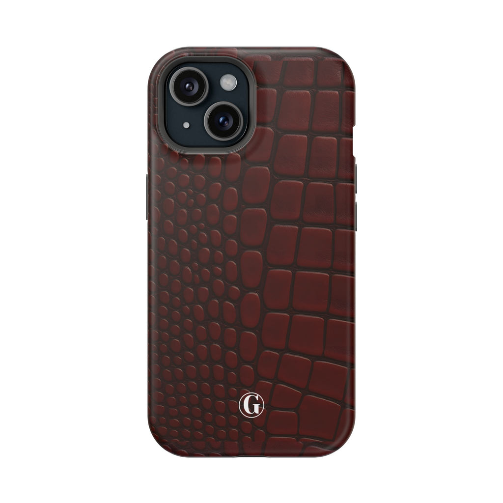 Burgundy Crocodile Print Phone Case