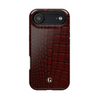 Burgundy Crocodile Print Phone Case