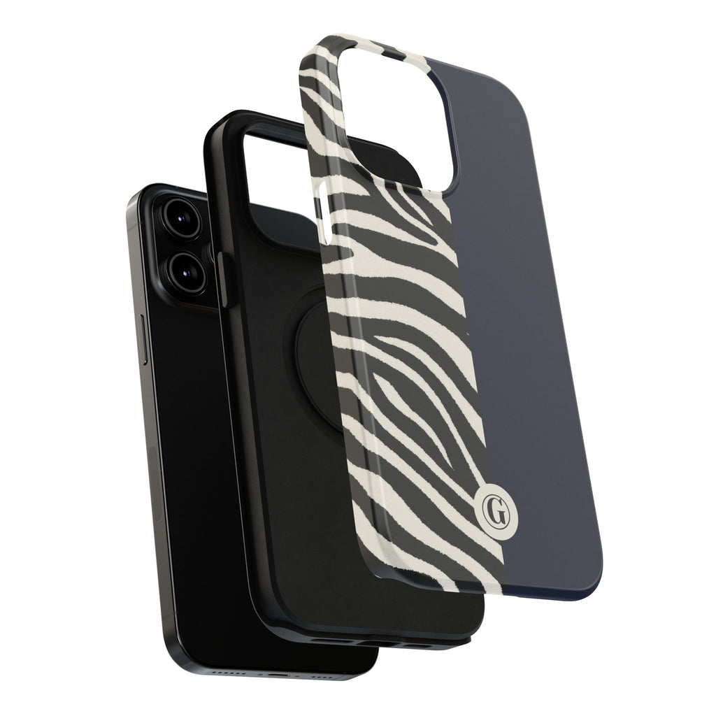 Zebra Print x Navy Blue Phone Case