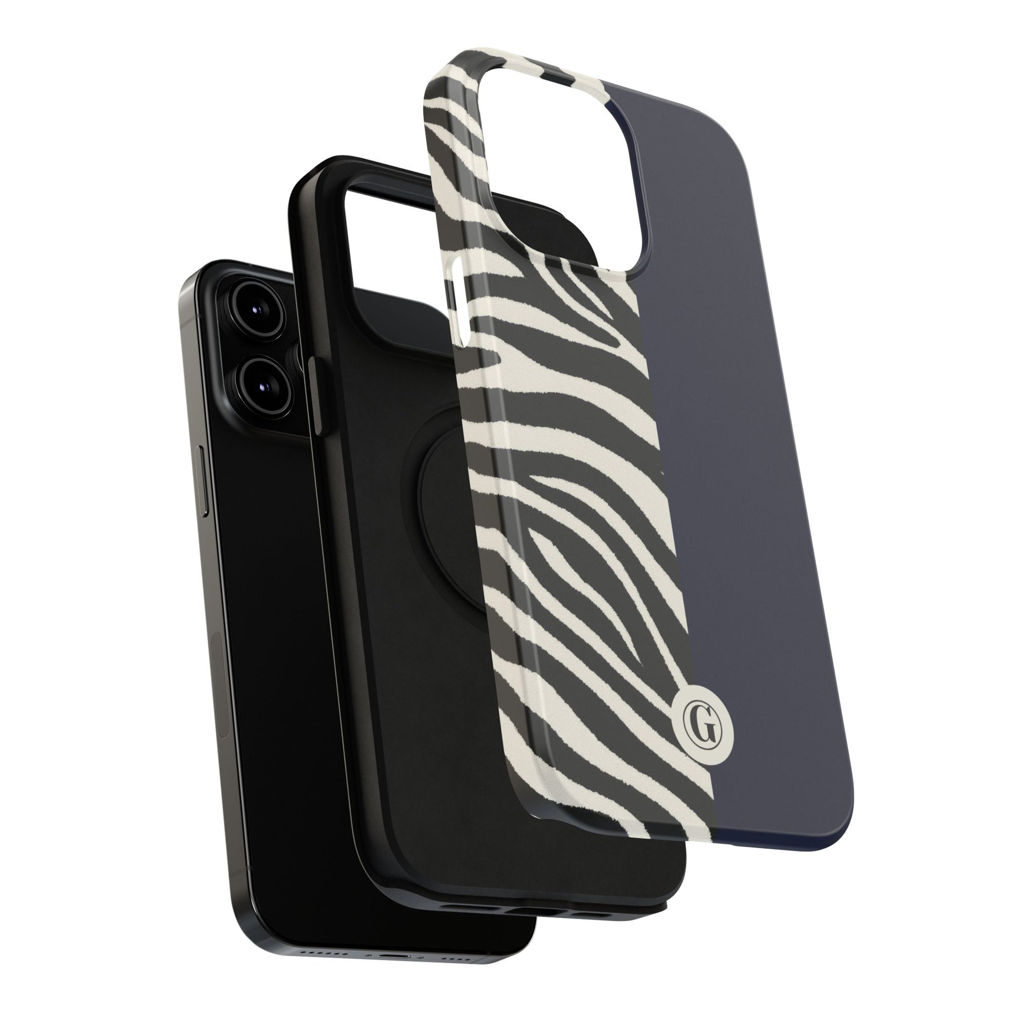 Zebra Print x Navy Blue Phone Case