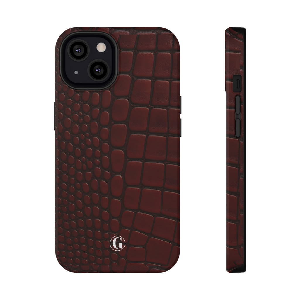 Burgundy Crocodile Print Phone Case