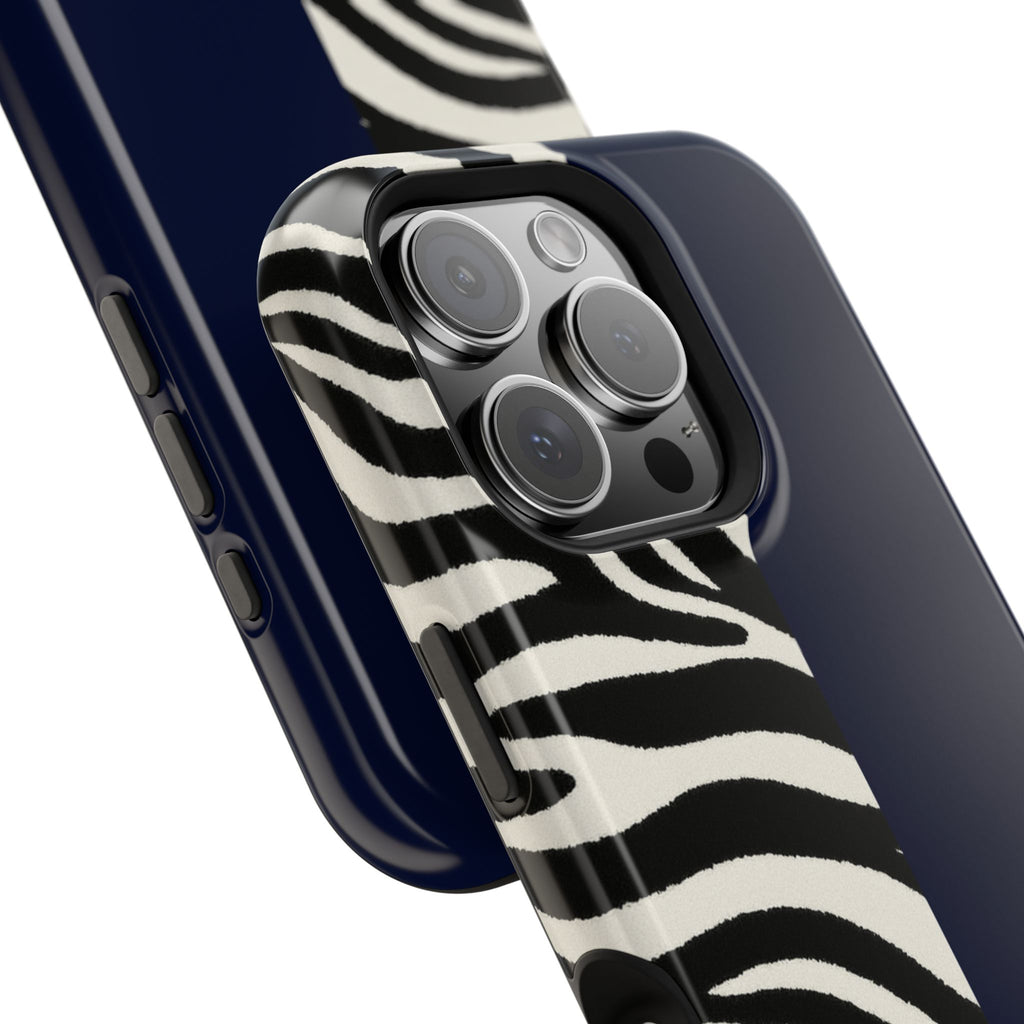 Zebra Print x Navy Blue Phone Case