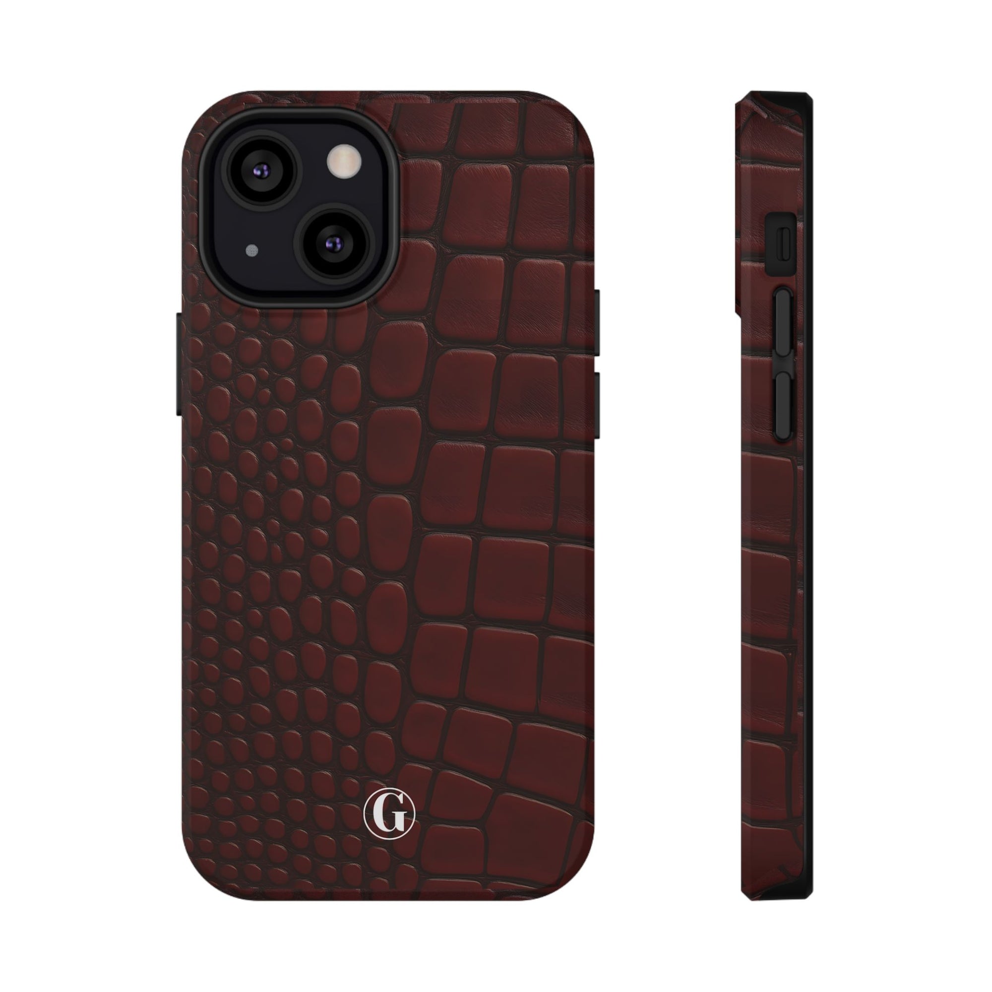 Burgundy Crocodile Print Phone Case