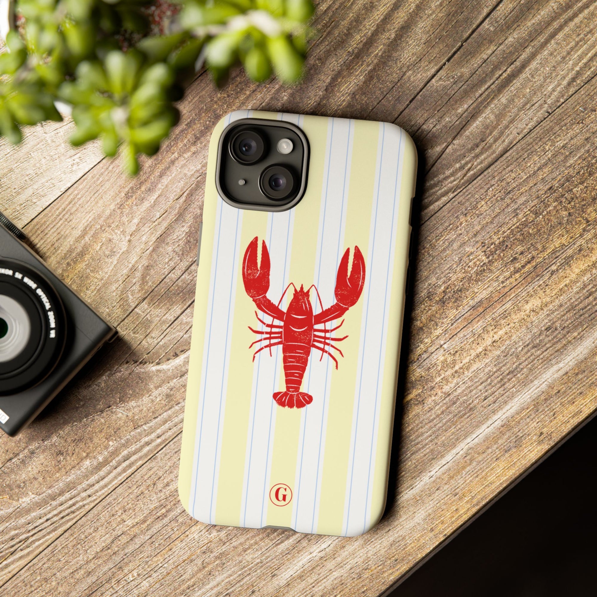 Yellow Stripes & Crawfish Phone Case
