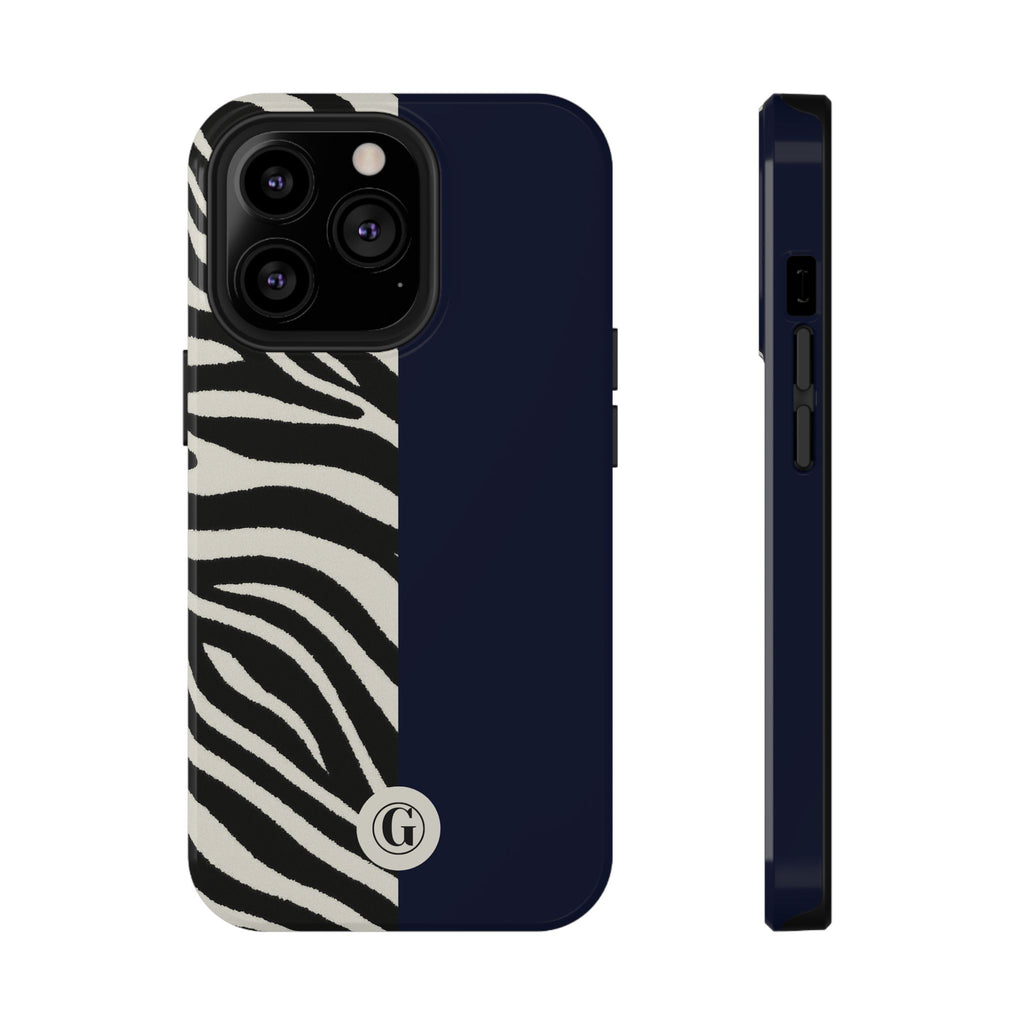 Zebra Print x Navy Blue Phone Case