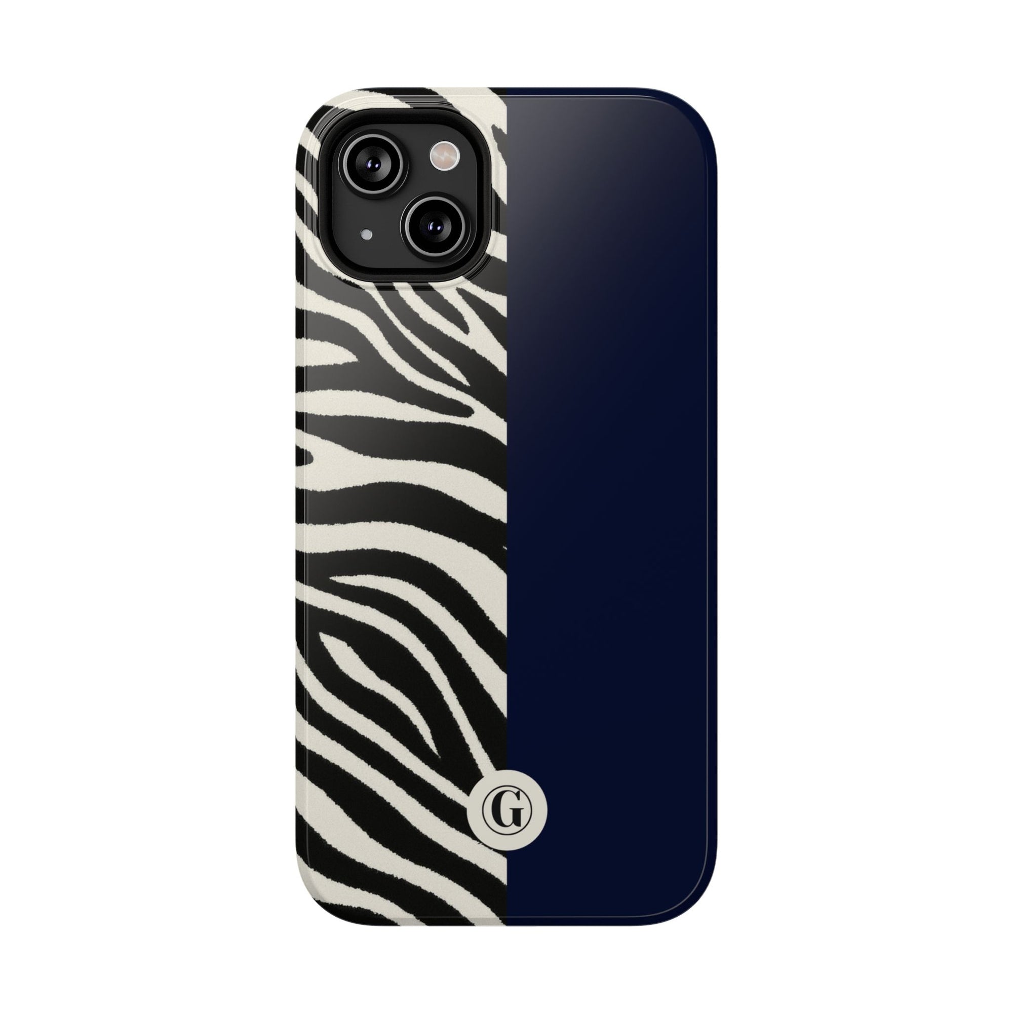 Zebra Print x Navy Blue Phone Case