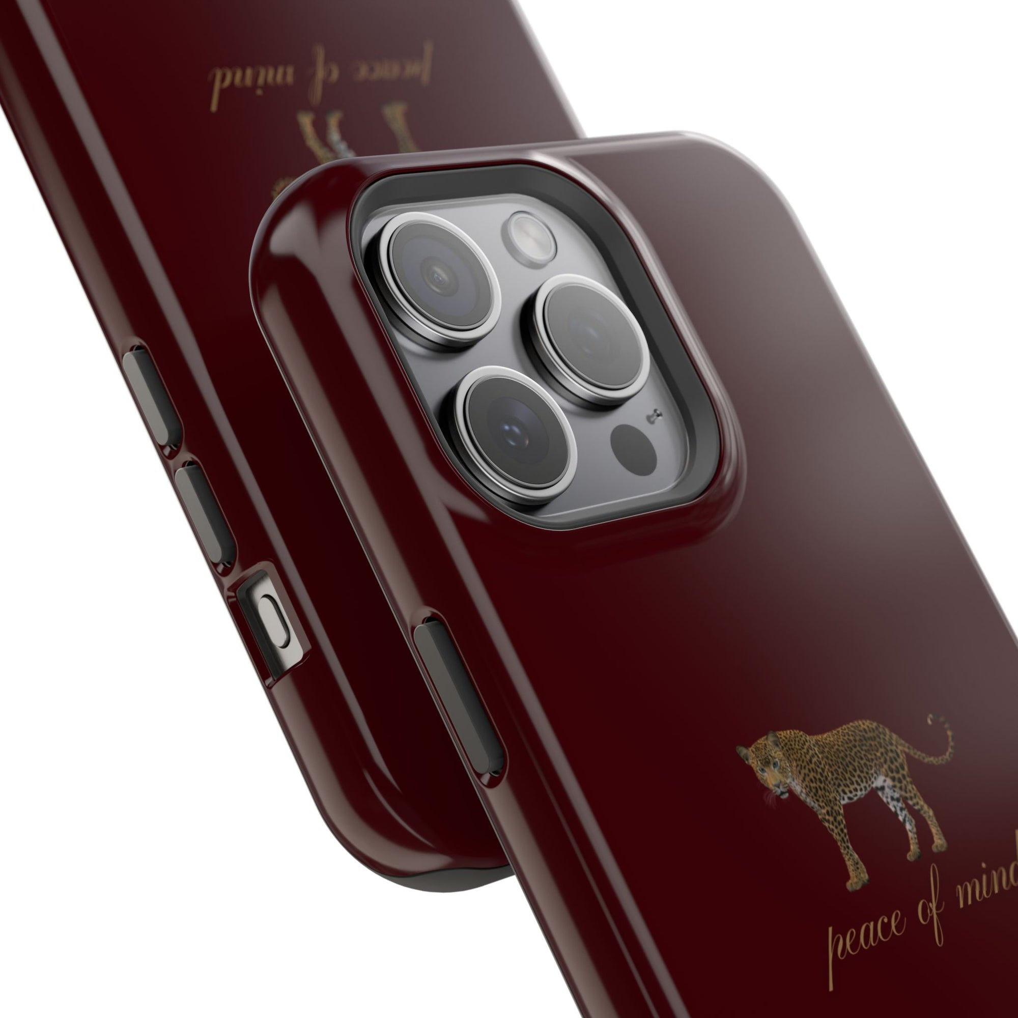 Burgundy 'Peace of Mind' Panther Phone Case