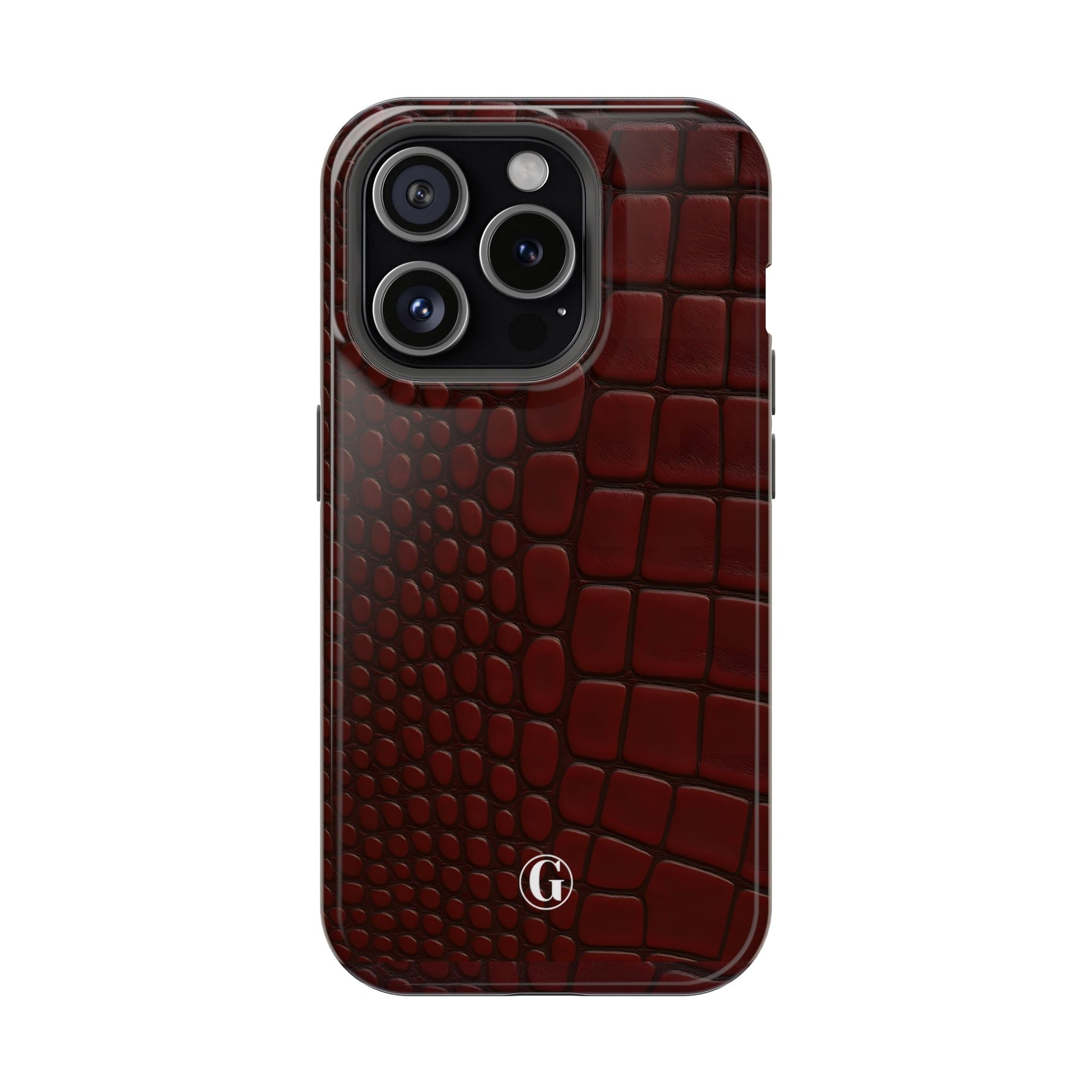Burgundy Crocodile Print Phone Case
