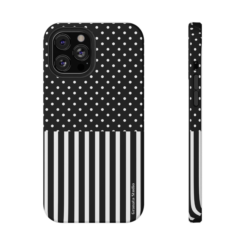 B&W Polka Dots x Stripes Phone Case