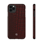 Burgundy Crocodile Print Phone Case