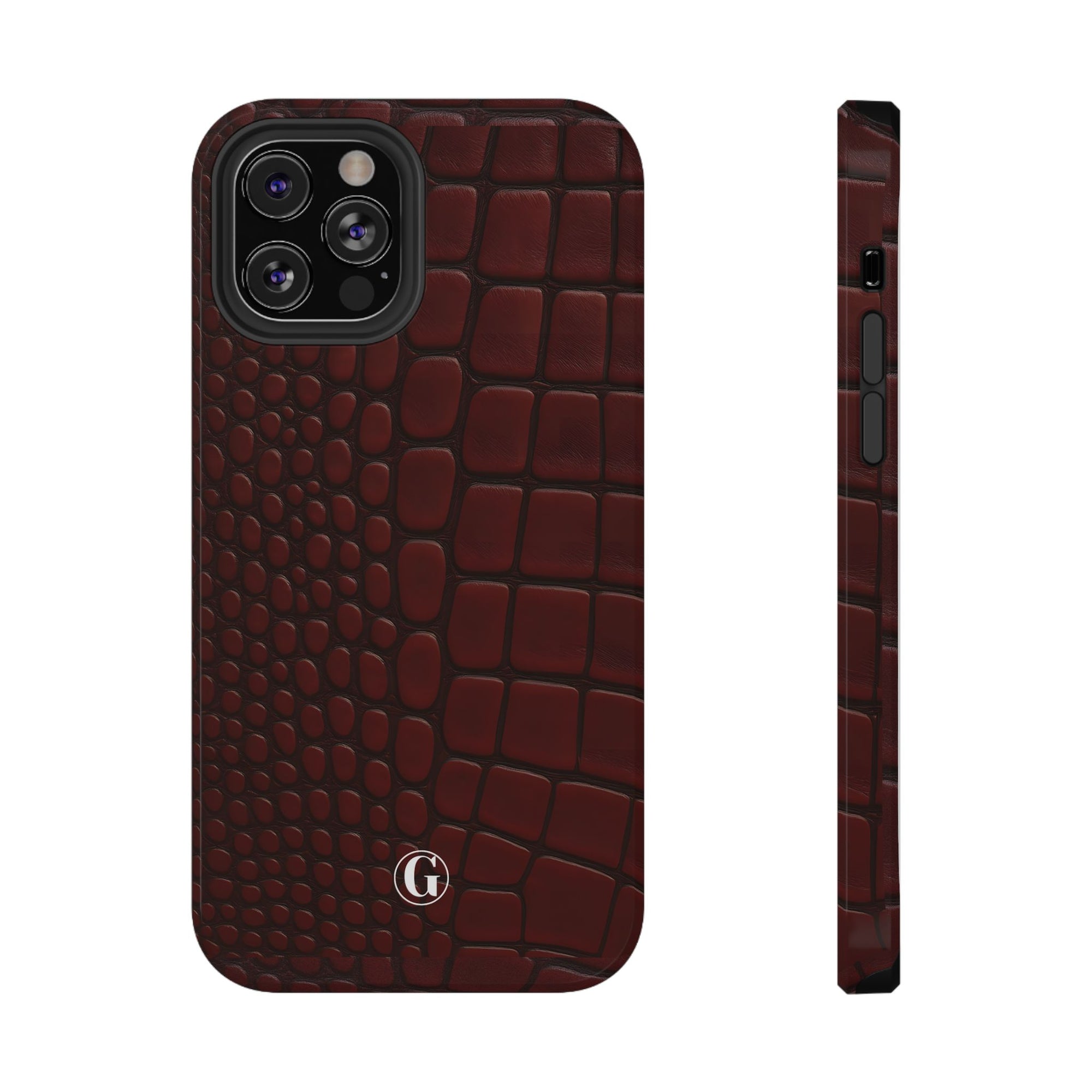 Burgundy Crocodile Print Phone Case