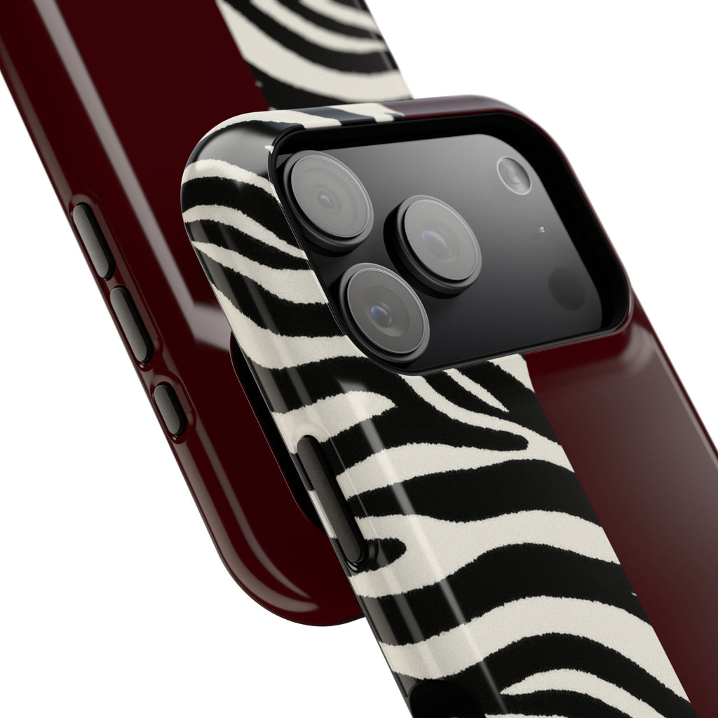Zebra Print x Burgundy Phone Case