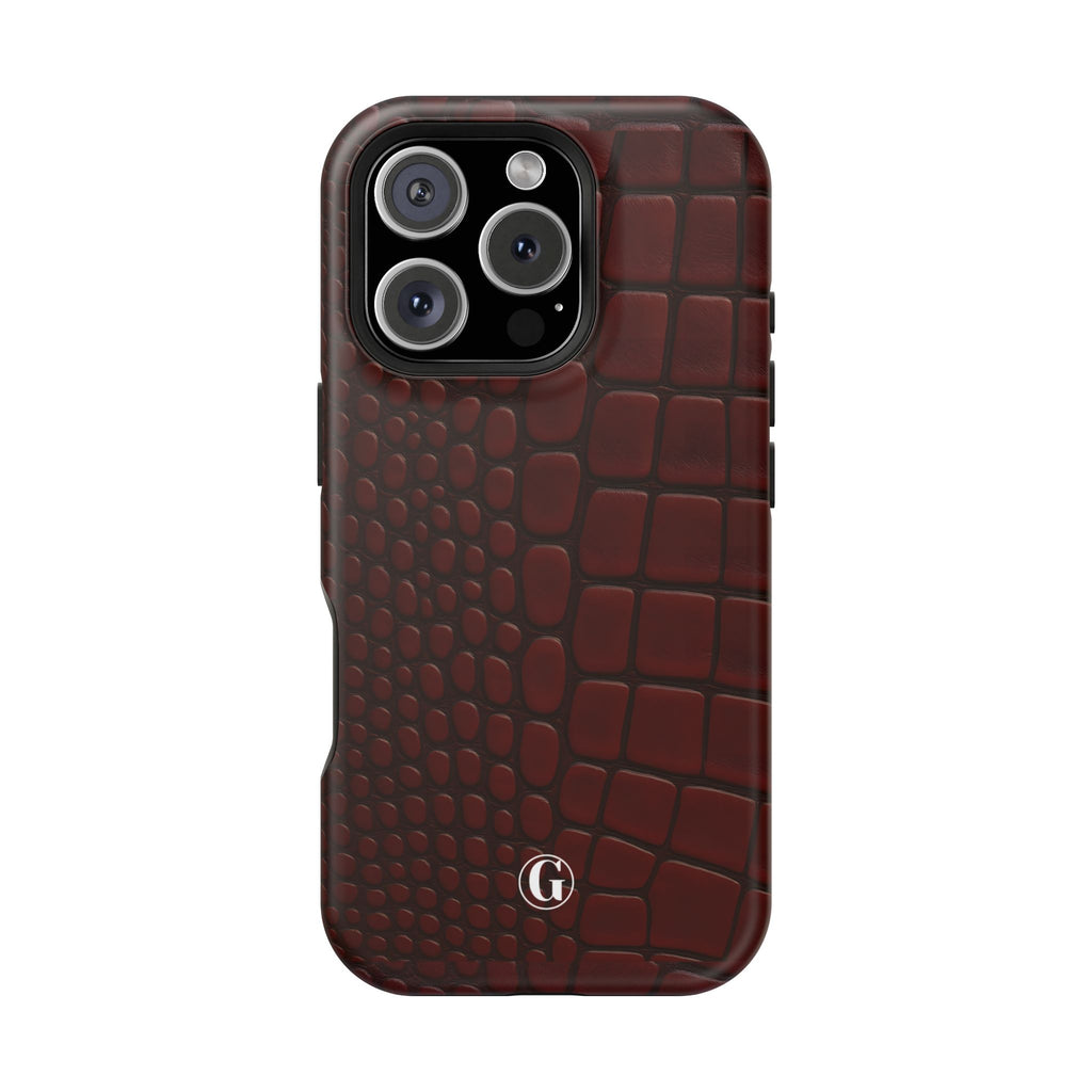 Burgundy Crocodile Print Phone Case