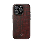 Burgundy Crocodile Print Phone Case