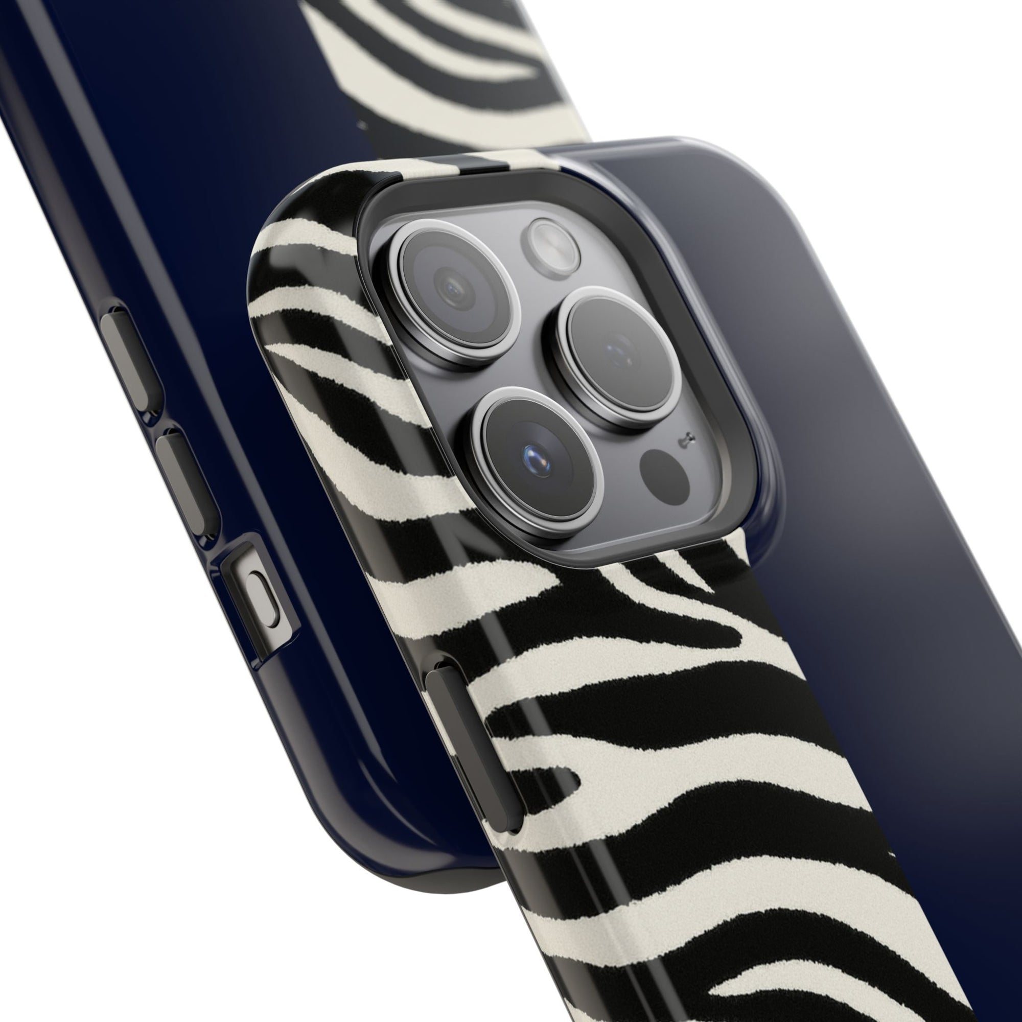 Zebra Print x Navy Blue Phone Case