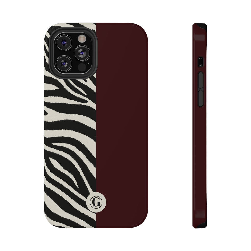 Zebra Print x Burgundy Phone Case