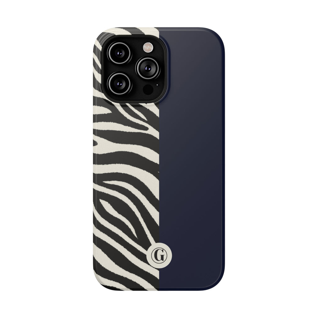 Zebra Print x Navy Blue Phone Case