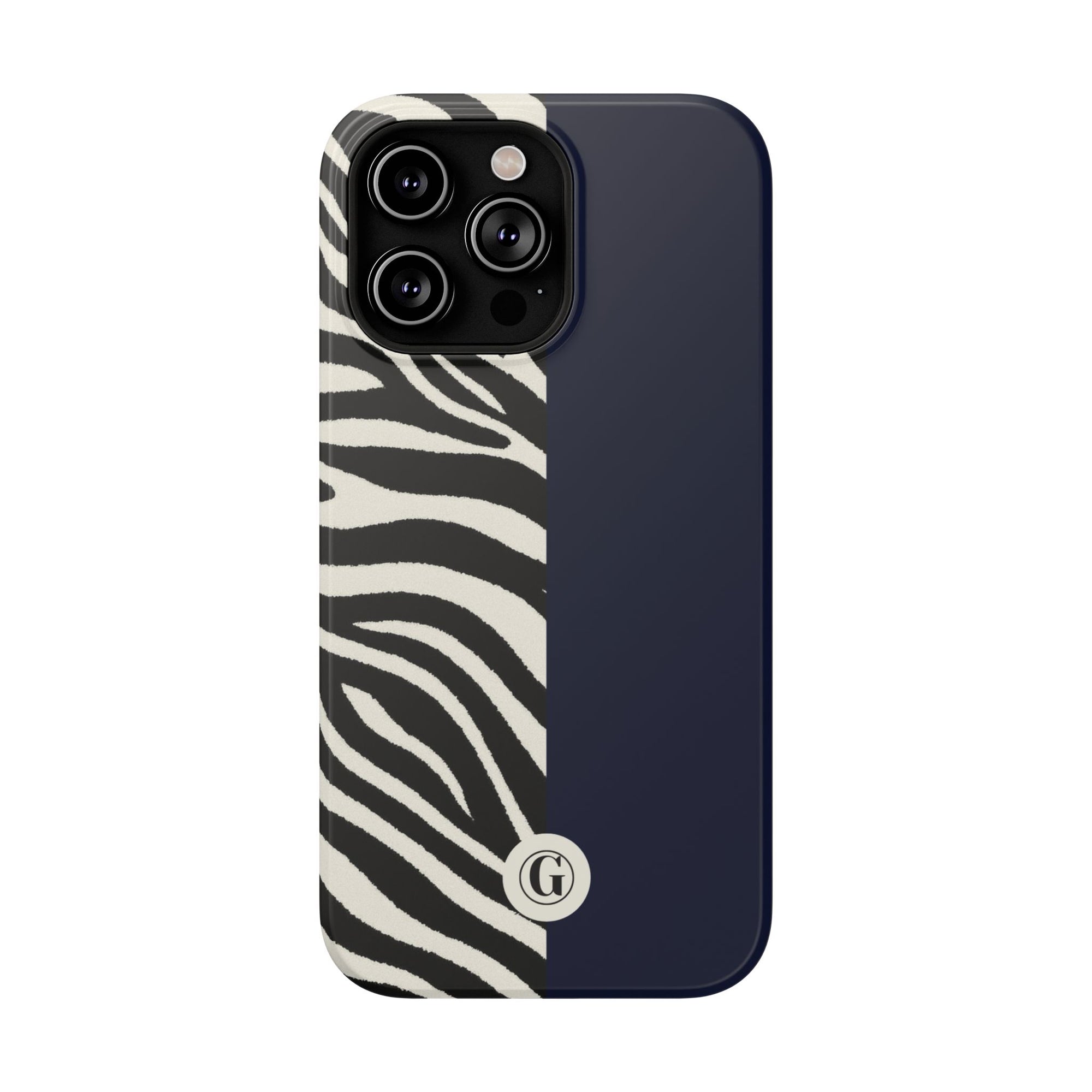 Zebra Print x Navy Blue Phone Case