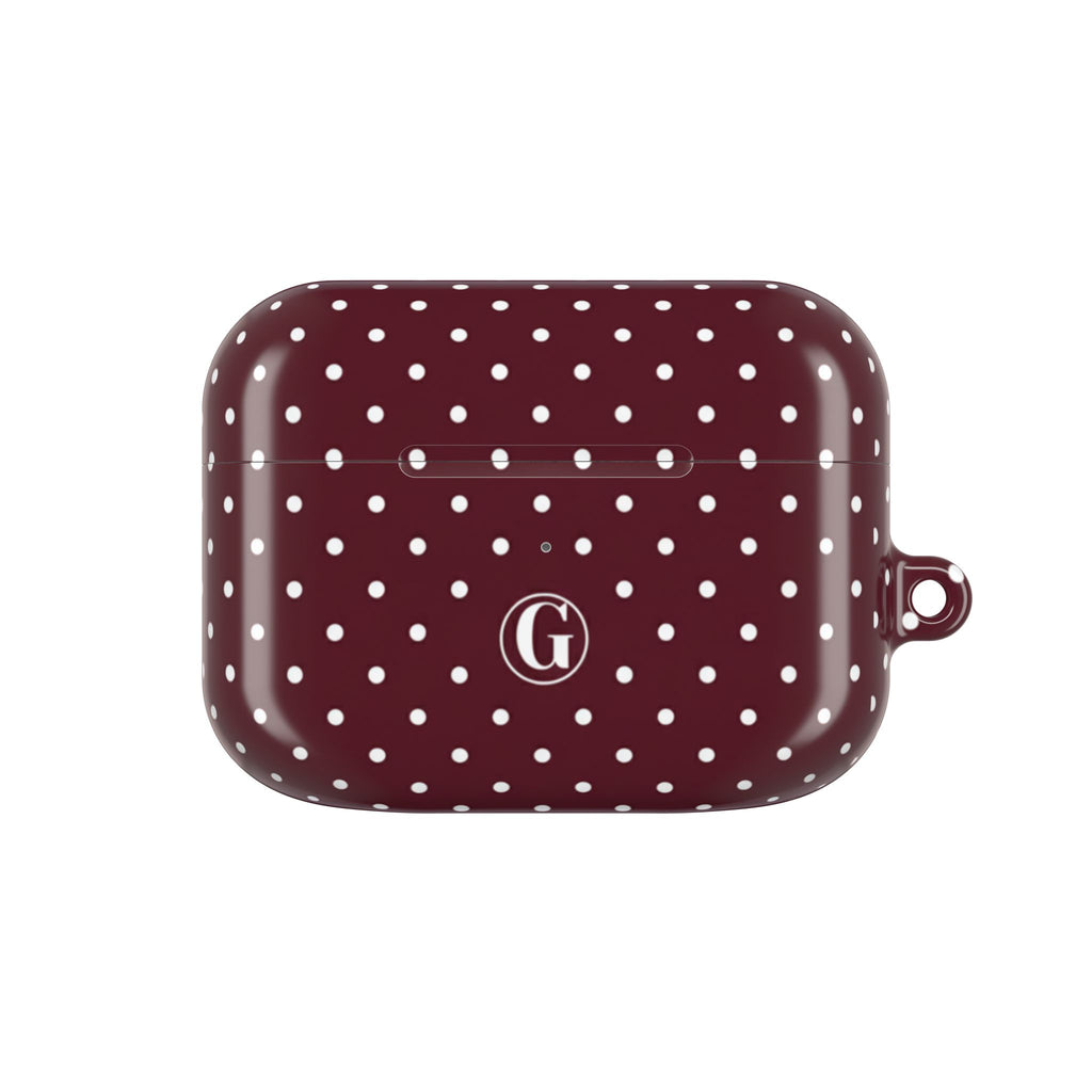Burgundy Polka Dot AirPod Case