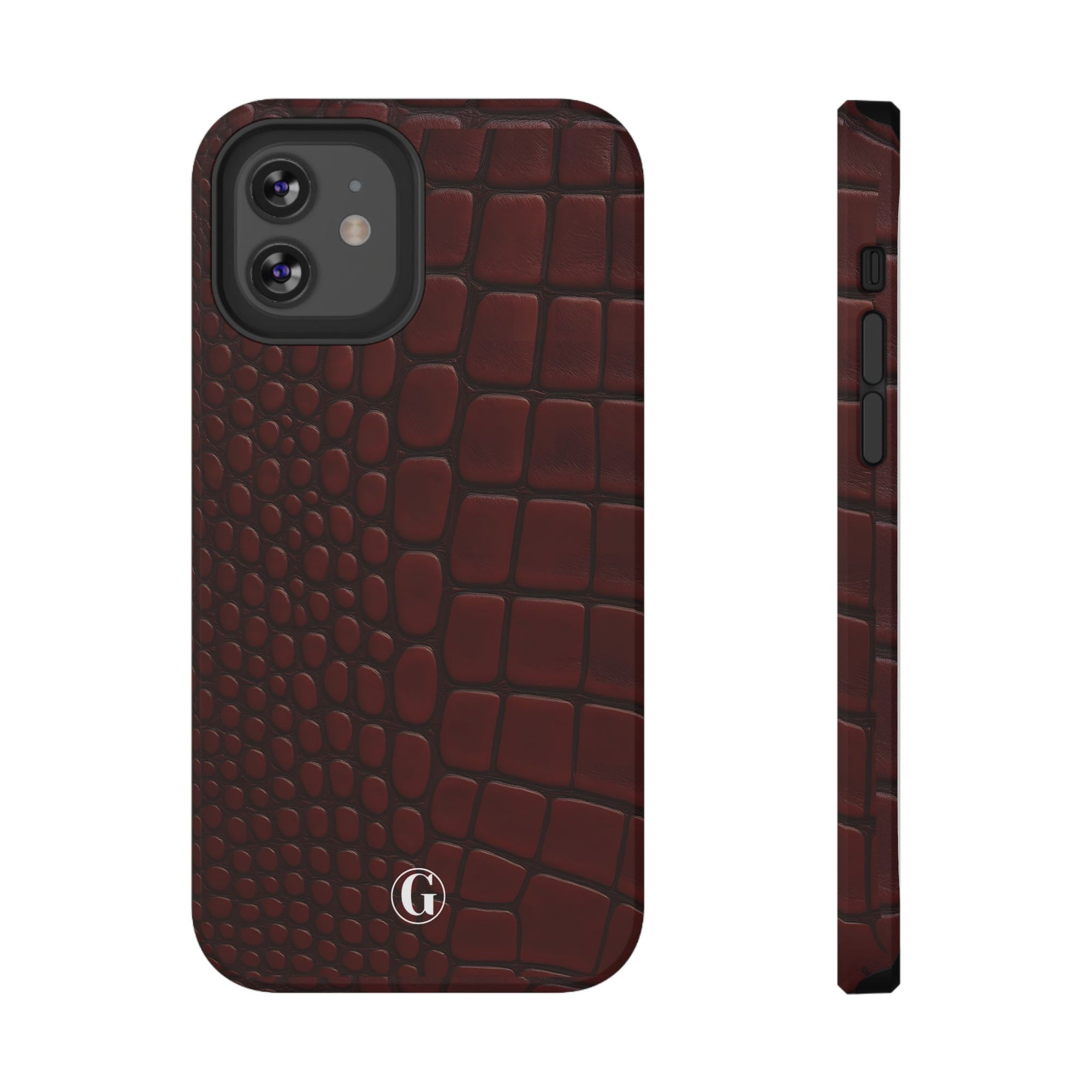 Burgundy Crocodile Print Phone Case