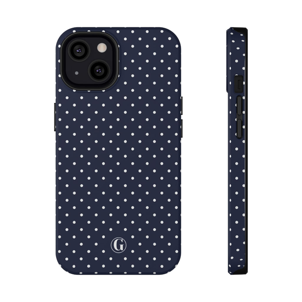Navy Blue Polka Dots Phone Case
