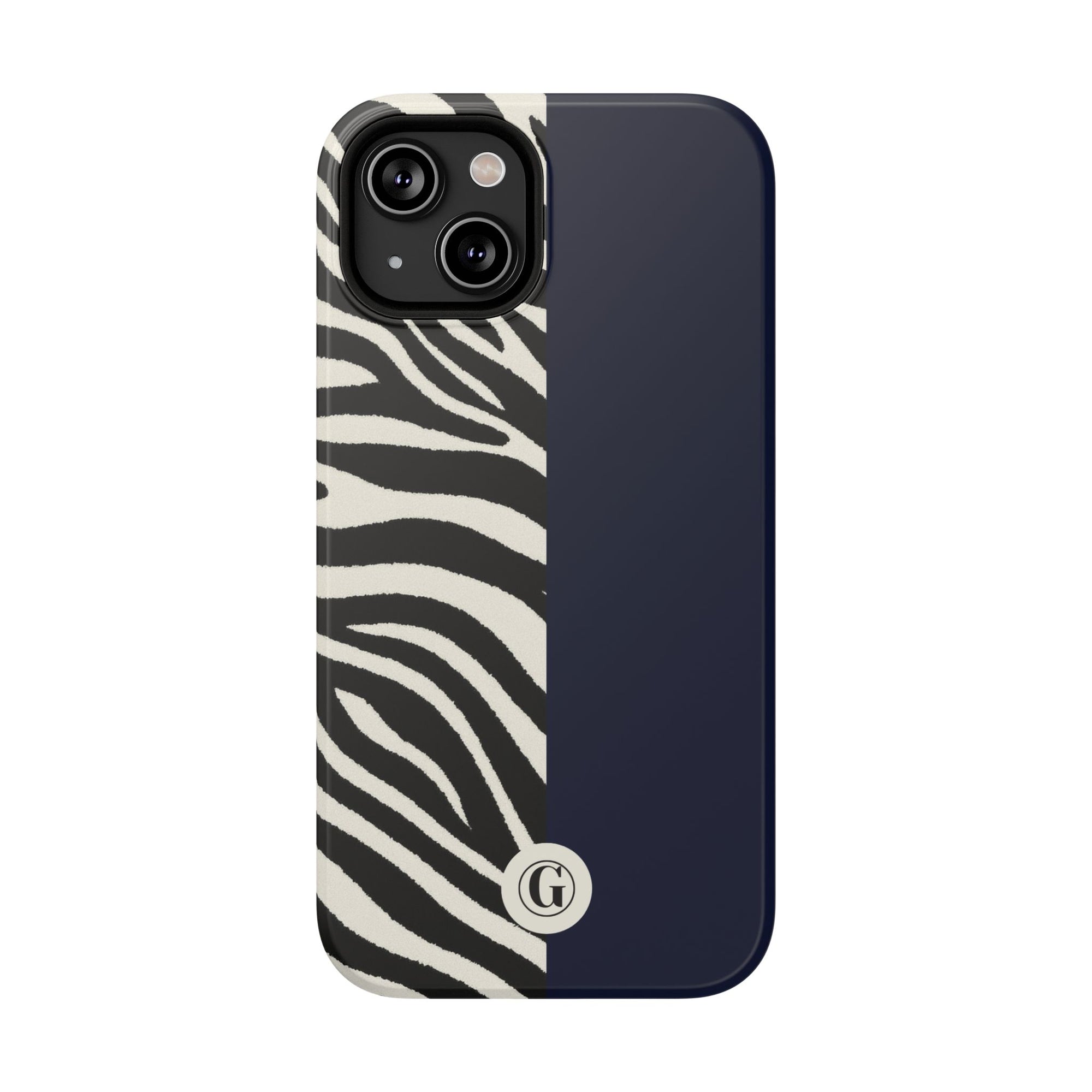 Zebra Print x Navy Blue Phone Case