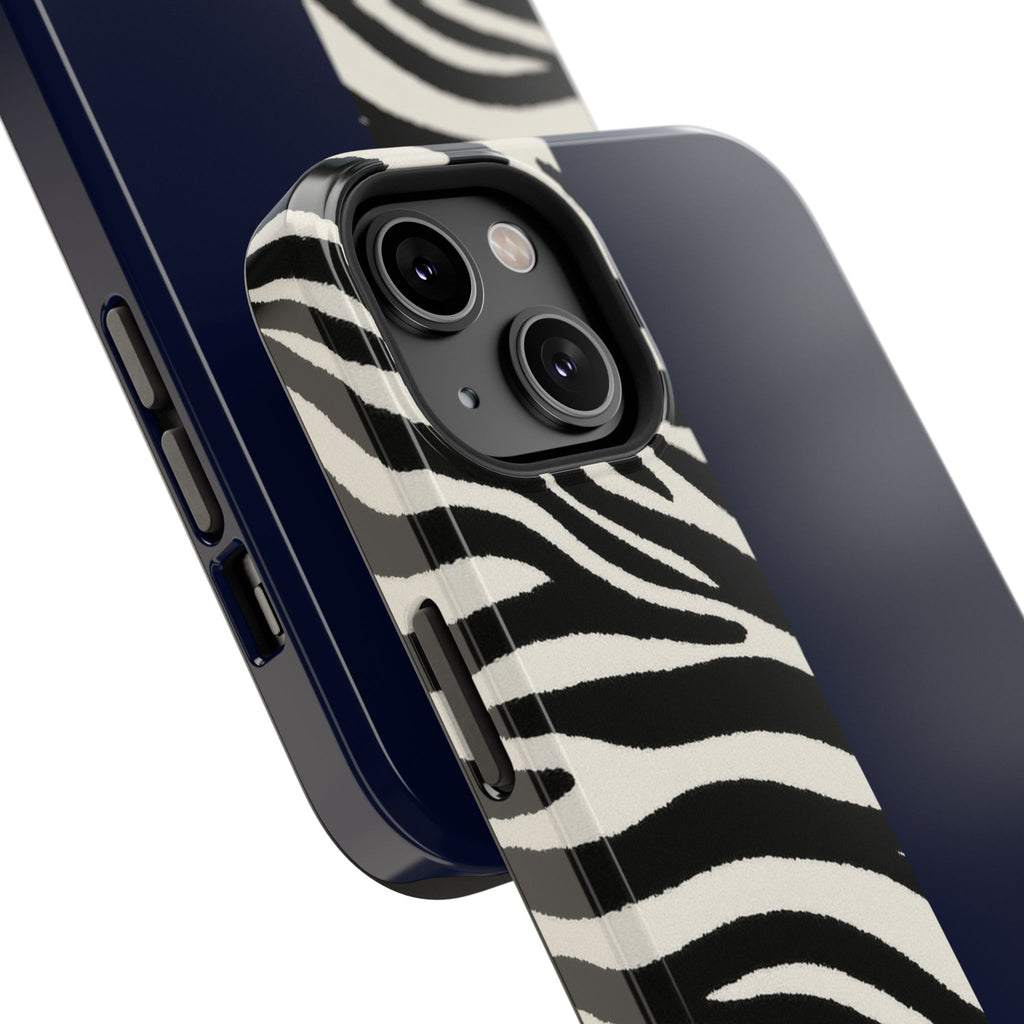 Zebra Print x Navy Blue Phone Case