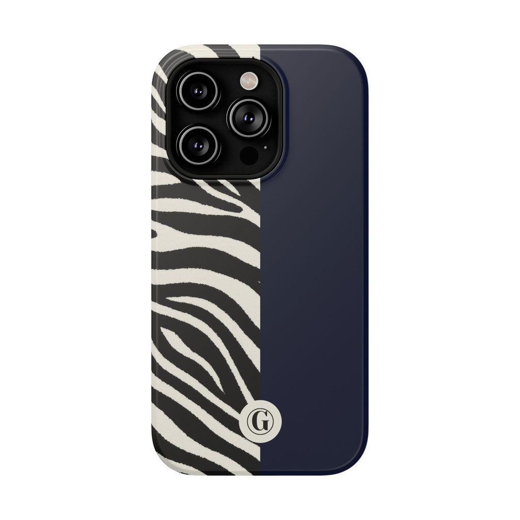 Zebra Print x Navy Blue Phone Case
