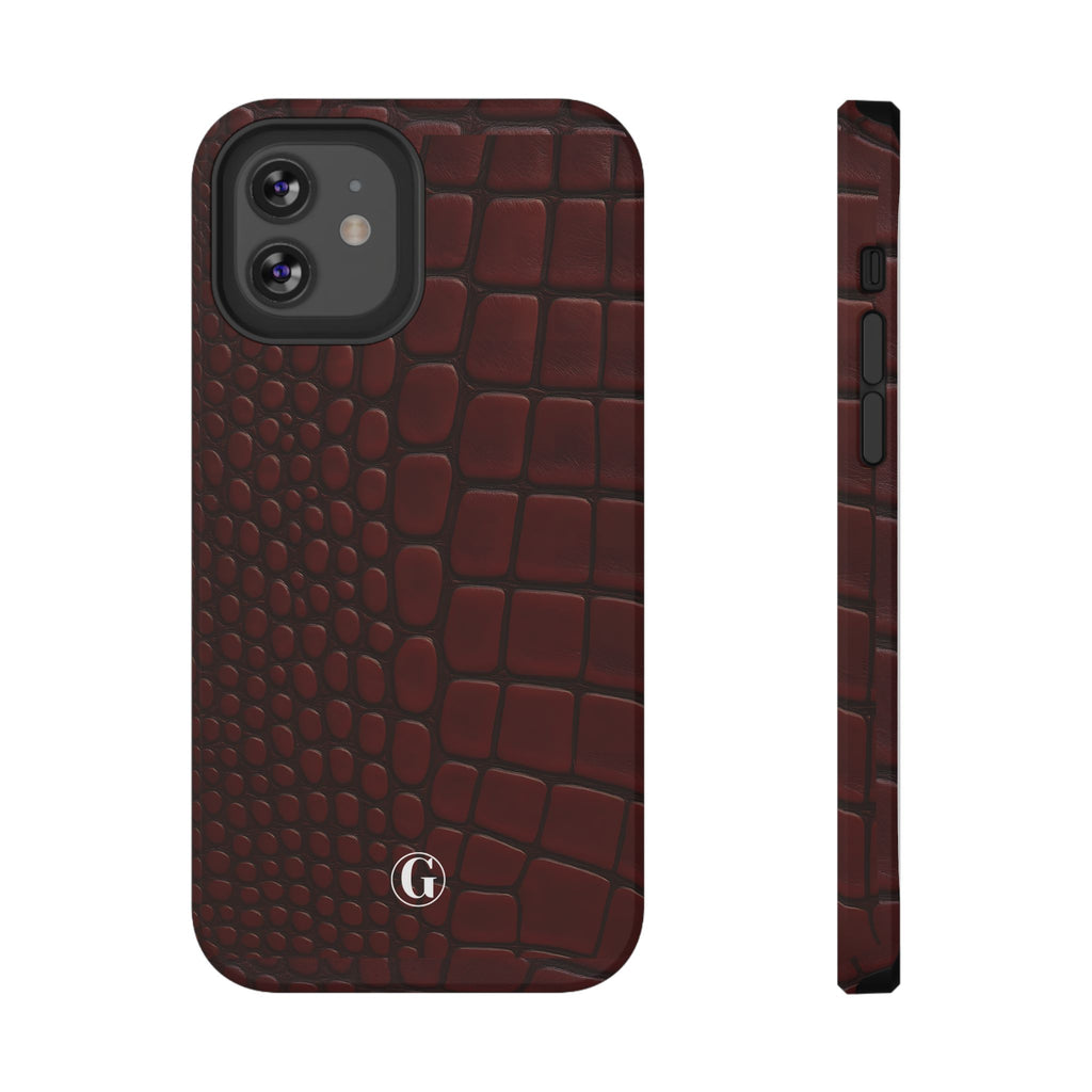 Burgundy Crocodile Print Phone Case