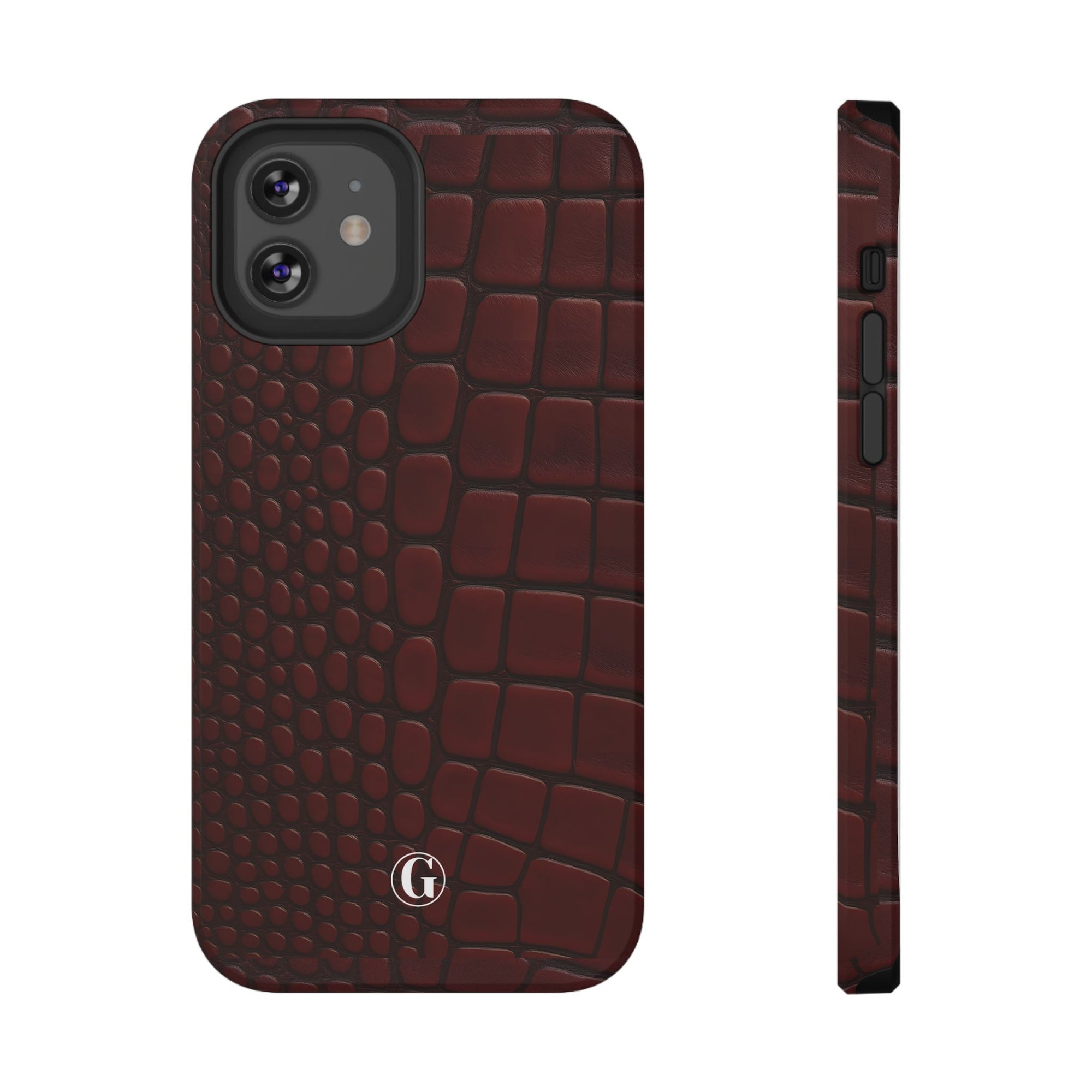 Burgundy Crocodile Print Phone Case