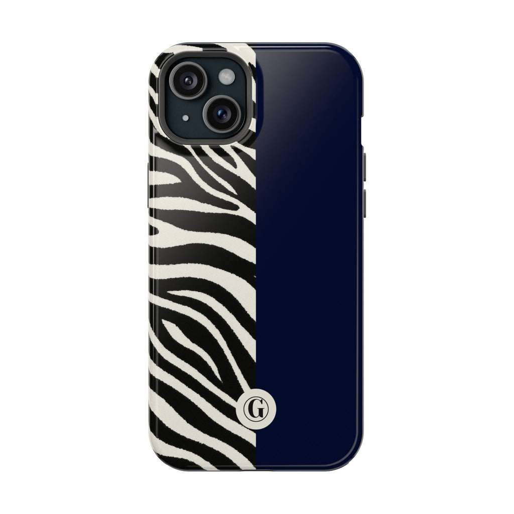Zebra Print x Navy Blue Phone Case