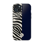 Zebra Print x Navy Blue Phone Case