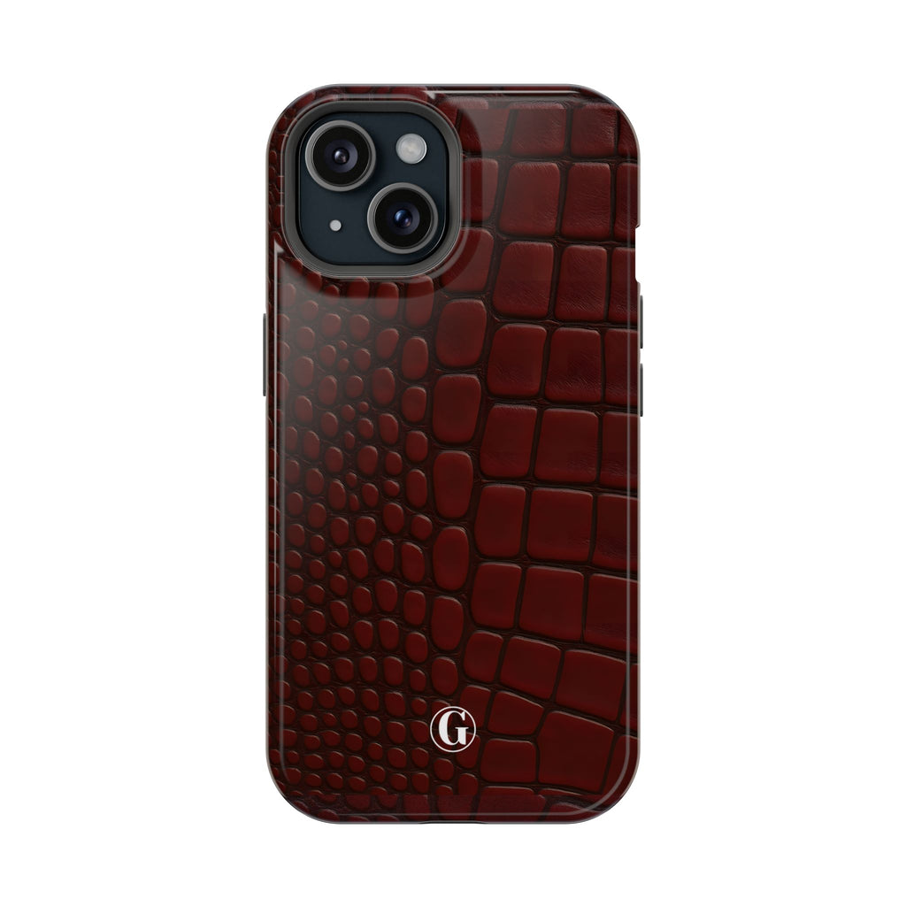 Burgundy Crocodile Print Phone Case