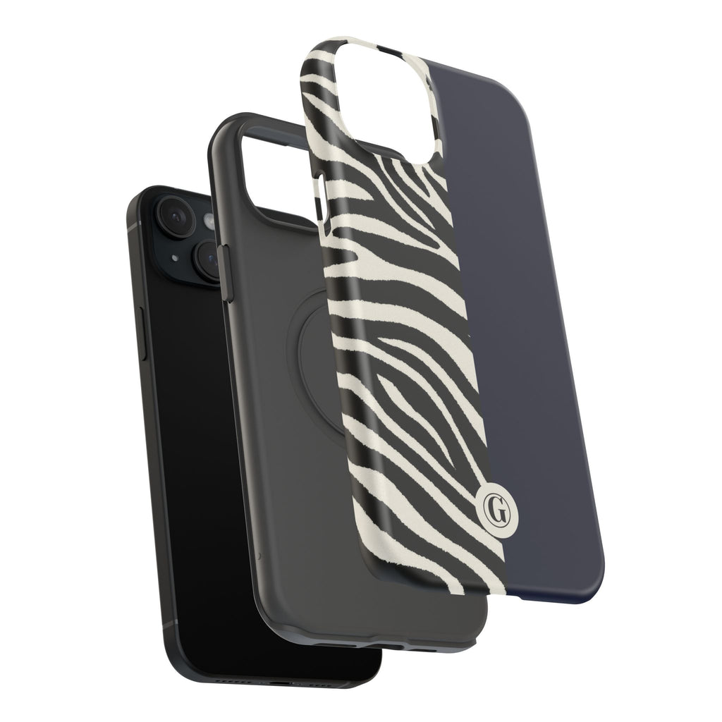 Zebra Print x Navy Blue Phone Case
